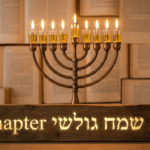 דבר איתי תמונה של חנוכיה ועליה כתוב חג שמח גולשי chapter - נוצר על ידי ai